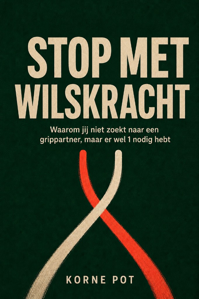 Cover Stop met wilskracht: donkergroen met kruislijnen